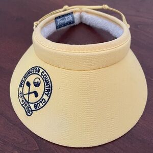 Vintage Wilmington Country Club Visor Yellow Fabric 80s Terrycloth Preppy Golf